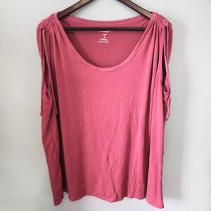 Torrid super soft pink knit sleeveless top shoulder ruching ties size 2XL